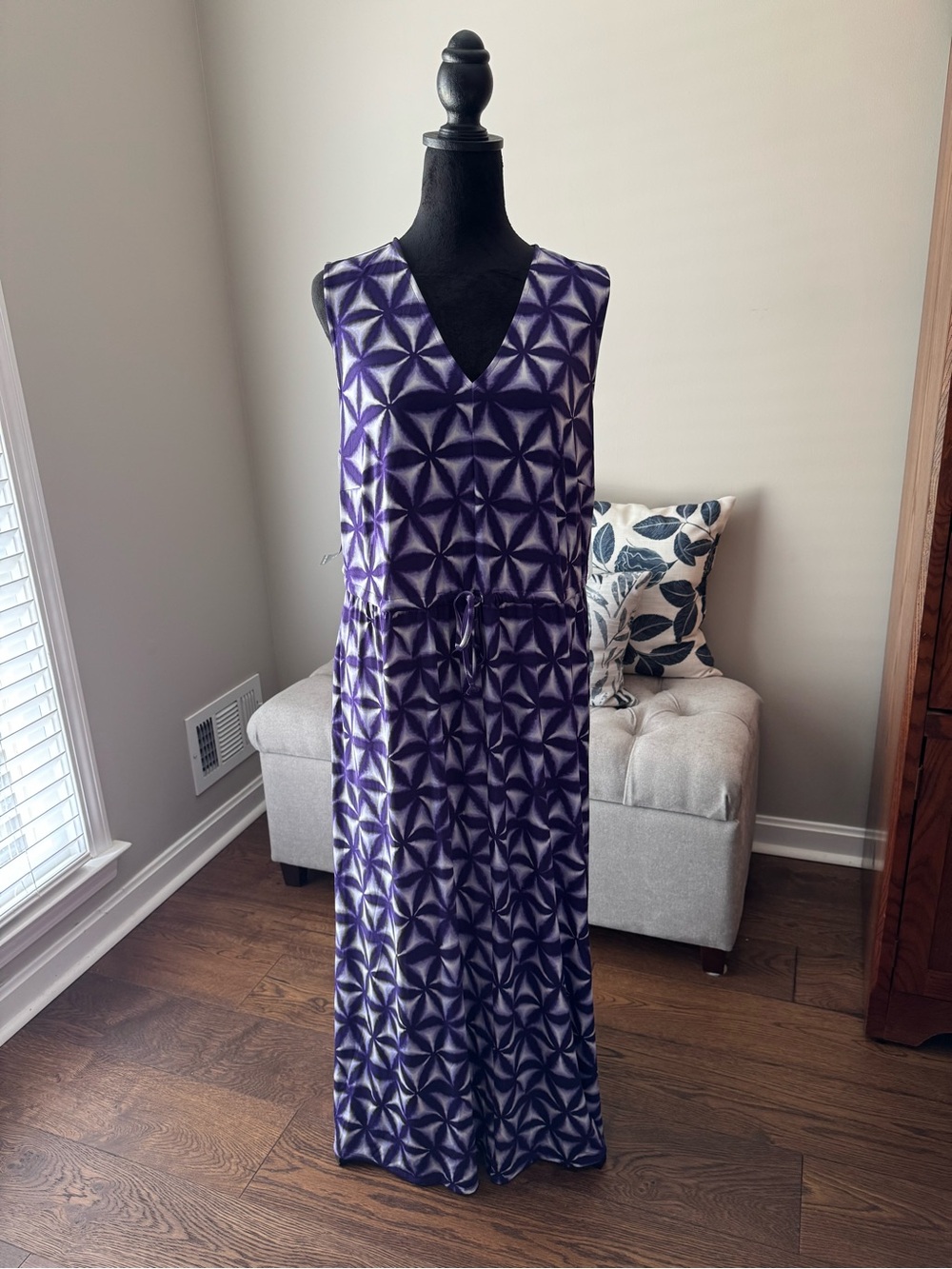 Lane Bryant Purple Geometric V-Neck Maxi Dress